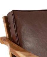 Sillón marrón madera teca-piel salón 70 x 75 x 70 cm