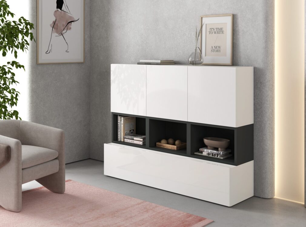 Mueble auxiliar BLOCK color BLANCO-GRAFITO