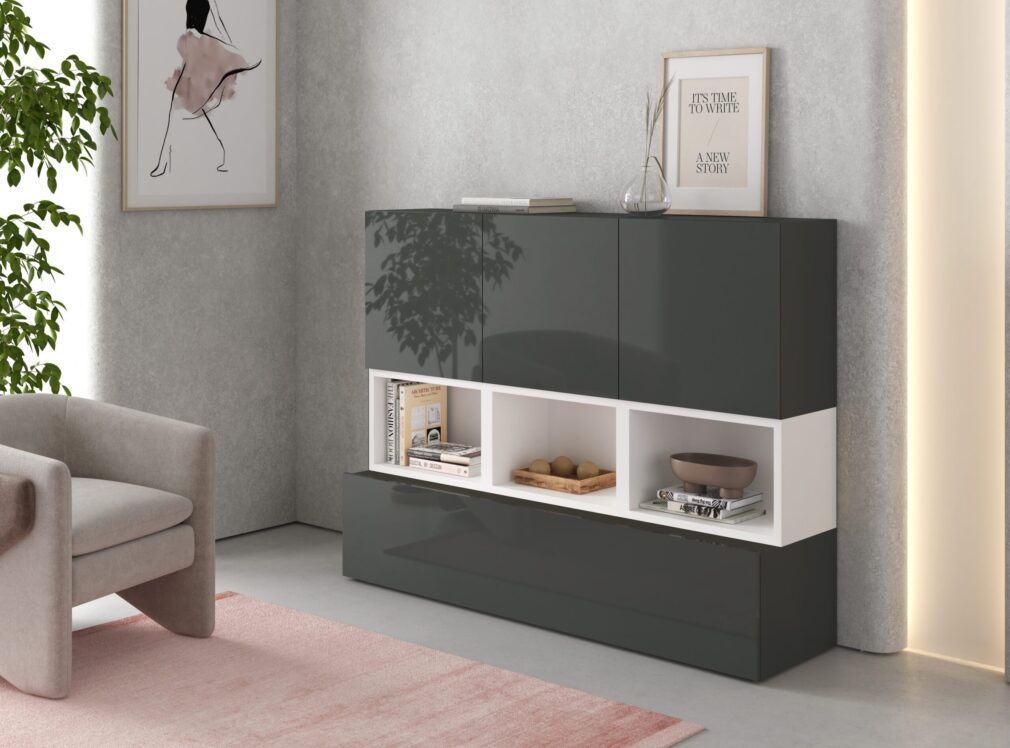 Mueble auxiliar BLOCK color GRAFITO-BLANCO