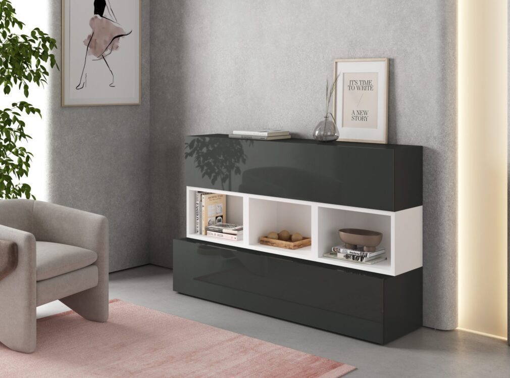 Mueble auxiliar BLOCK color GRAFITO-BLANCO