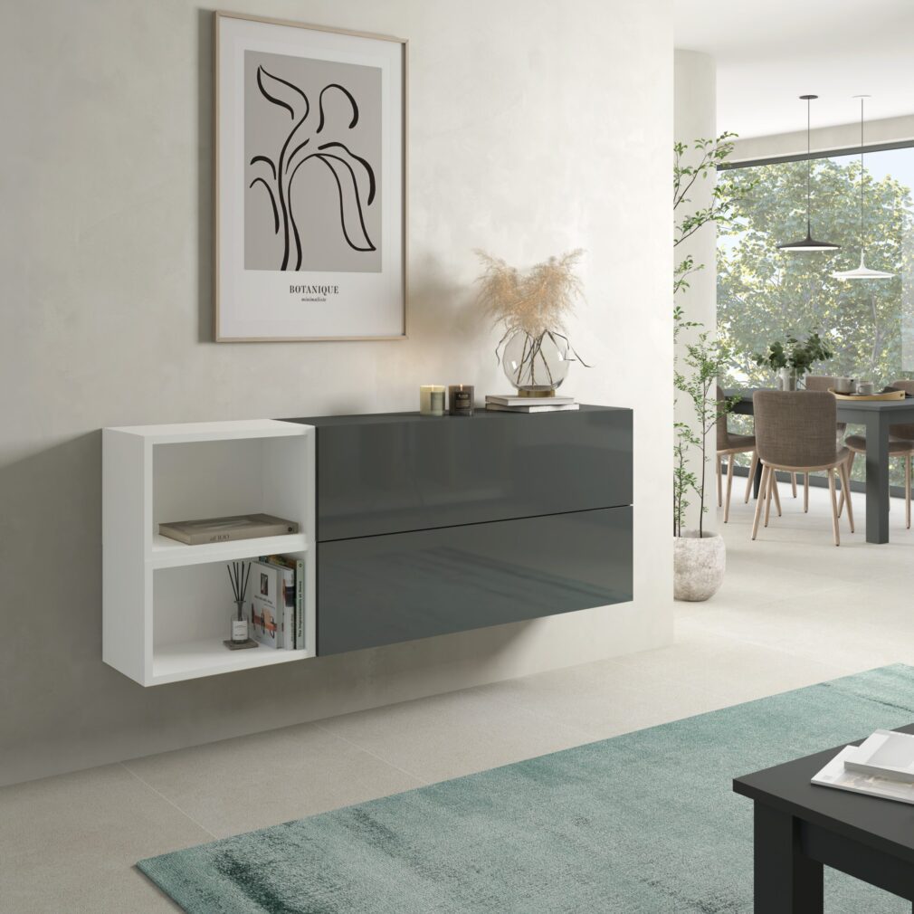 Mueble auxiliar BLOCK color GRAFITO-BLANCO