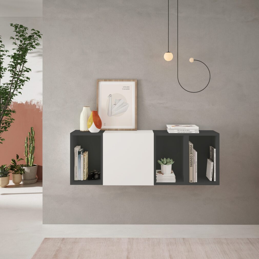 Mueble auxiliar BLOCK color BLANCO-GRAFITO