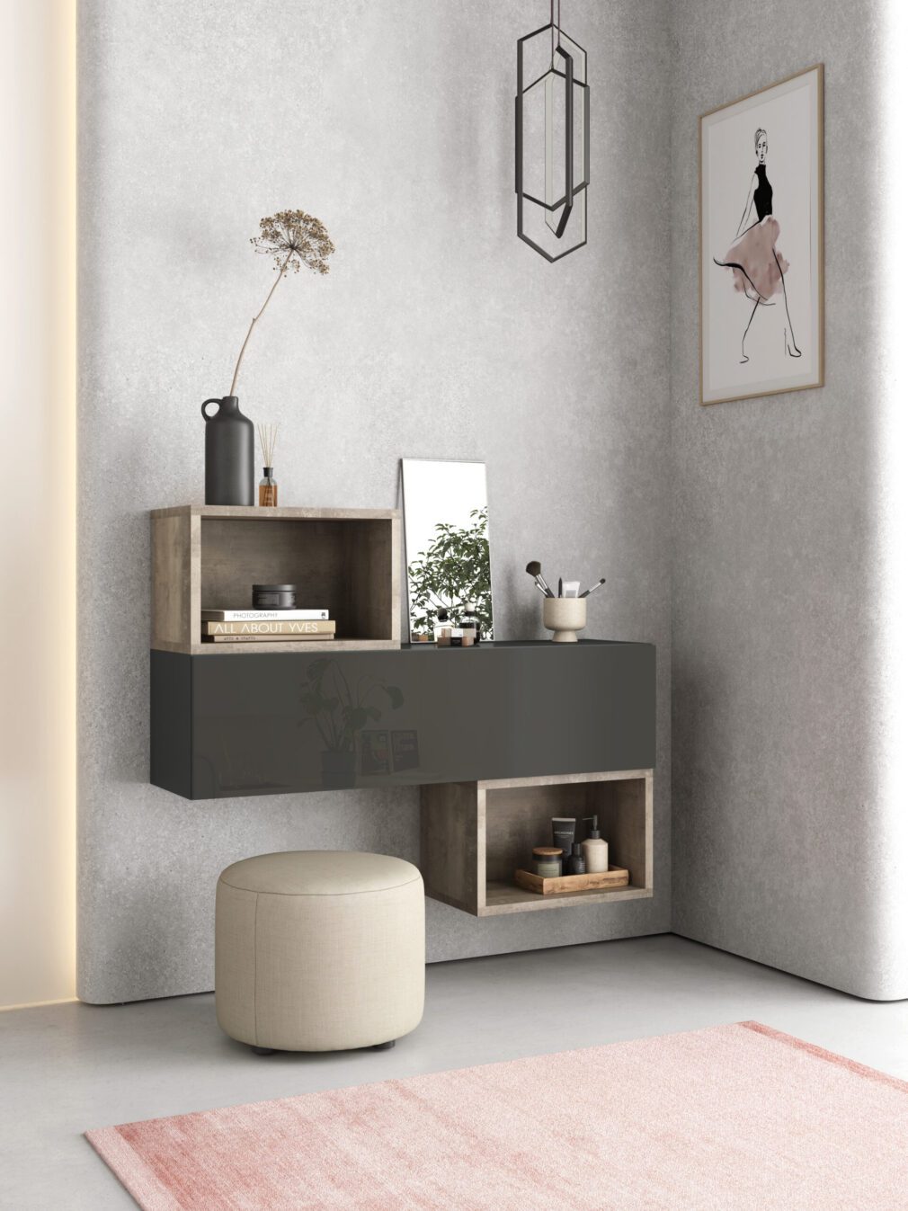 Mueble auxiliar BLOCK color GRAFITO-ORGANIC