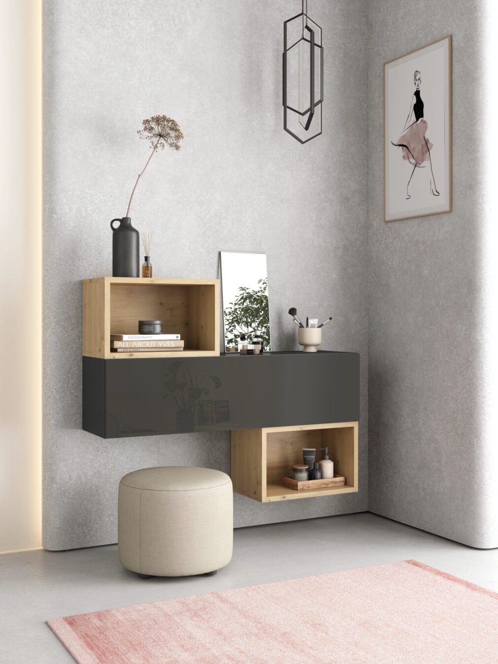 Mueble auxiliar BLOCK color GRAFITO-ARTISAN