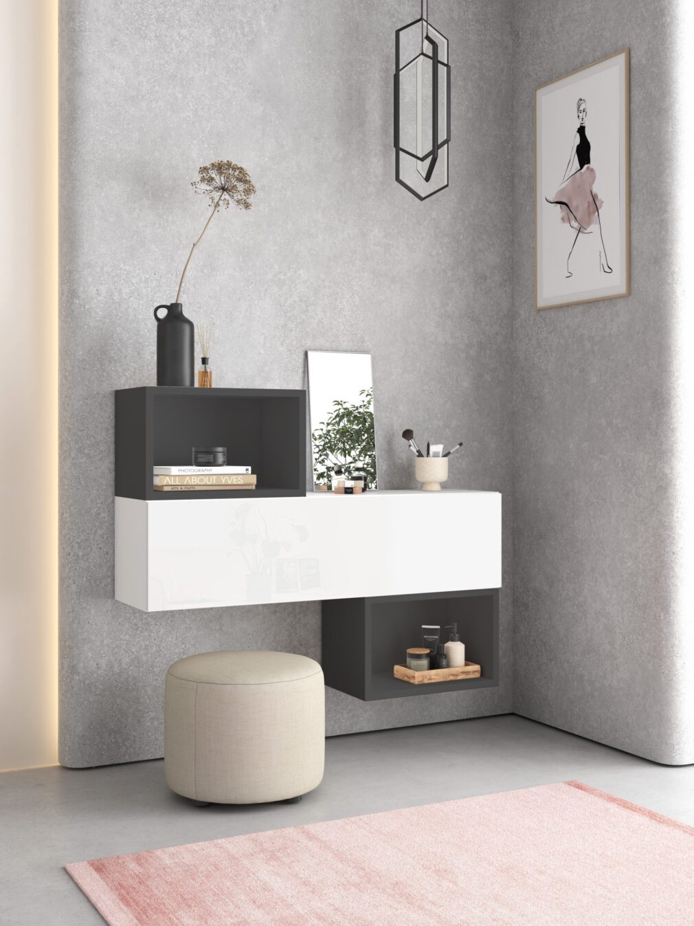 Mueble auxiliar BLOCK color BLANCO-GRAFITO