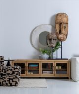 Mueble tv natural madera de olmo salón 180 x 40 x 60 cm