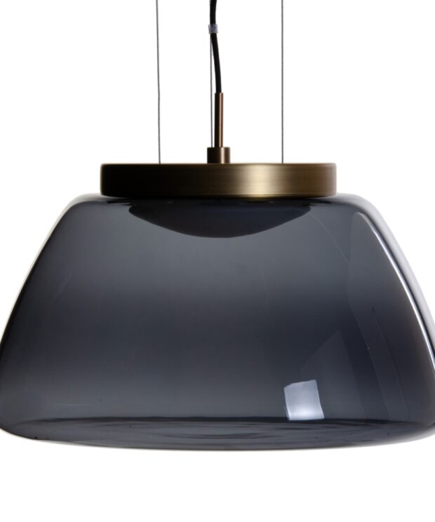 Lámpara techo negro-oro metal-cristal 40 x 40 x 25 cm