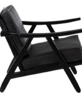 Sillón negro madera teca-piel salón 70 x 75 x 70 cm