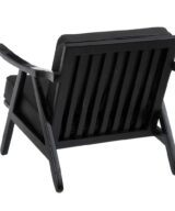 Sillón negro madera teca-piel salón 70 x 75 x 70 cm