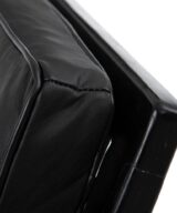 Sillón negro madera teca-piel salón 70 x 75 x 70 cm