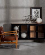 Aparador negro-natural madera-hierro 160 x 41 x 90 cm