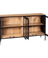 Aparador negro-natural madera-hierro 160 x 41 x 90 cm