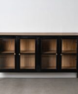 Aparador negro-natural madera-hierro 160 x 41 x 90 cm