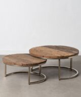 S/2 mesa centro marrón-plata 70 x 70 x 33 cm