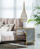Mesita oro dm-espejo dormitorio 60 x 42 x 66 cm
