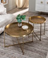 Mesa auxiliar oro hierro salón 51 x 51 x 56 cm