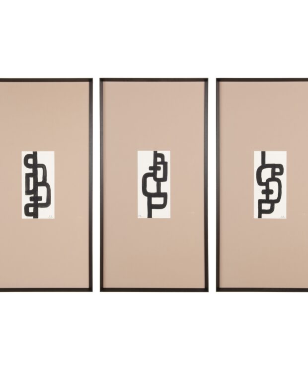 Pack de 3 Cuadro pintura 3/m negro-crema 63 x 4 x 122 cm