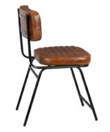 Silla marrón metal / piel salón 44 x 54 x 82 cm