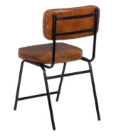 Silla marrón metal / piel salón 44 x 54 x 82 cm