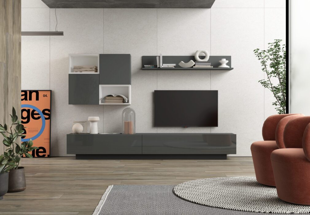 Composición modular tv BLOCK color GRAFITO-BLANCO
