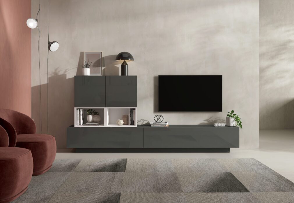 Composición modular tv BLOCK color GRAFITO-BLANCO