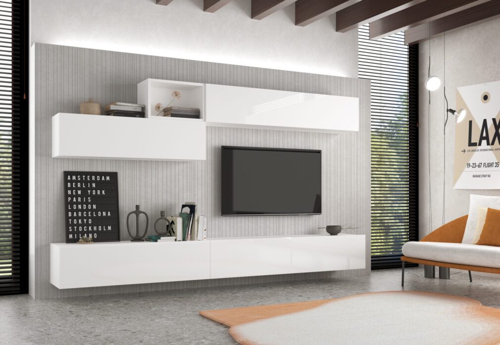 Composición modular tv BLOCK color BLANCO