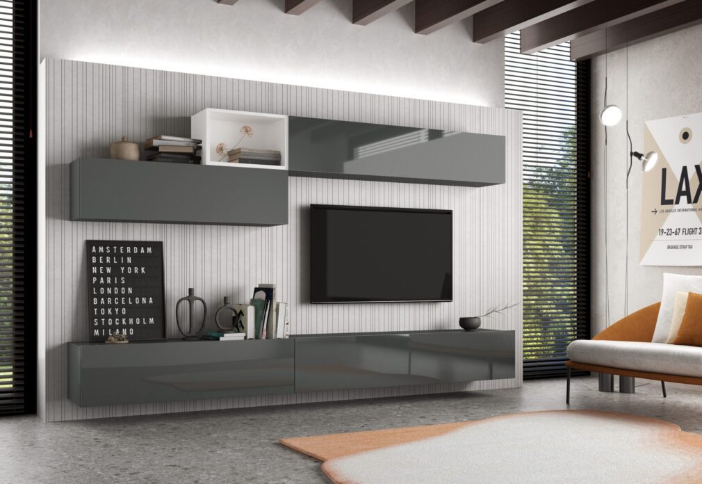 Composición modular tv BLOCK color GRAFITO-BLANCO