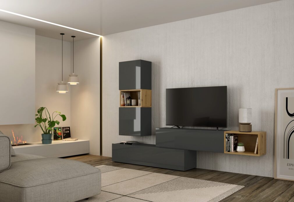 Composición modular tv BLOCK color GRAFITO-ARTISAN