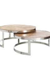 S/2 mesa centro natural madera / acero 100 x 100 x 45 cm